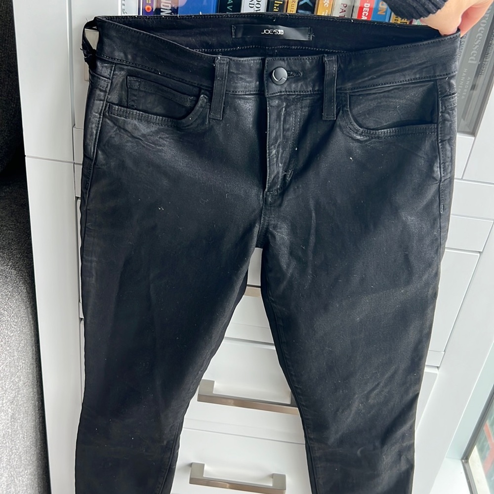 Black skinny ankle, joes jeans, slick / shiny black